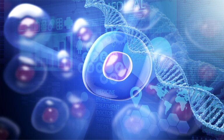 Cellular skin science illustration for exosome education