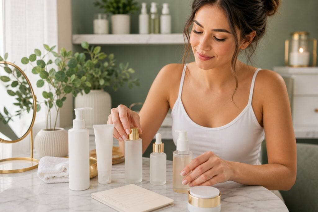 Acne-safe skincare routine lifestyle image for Fort Lauderdale facial guidance